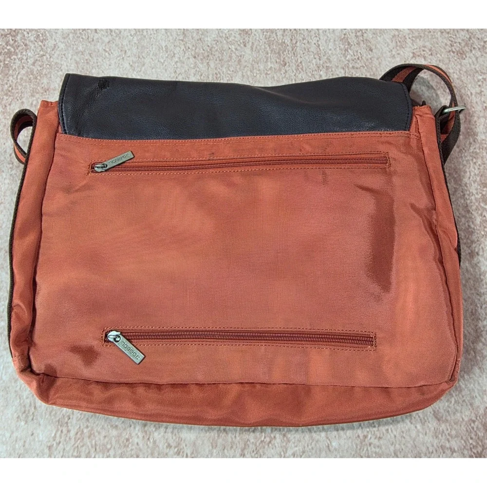 Gabol Spain Messenger Bag Leather Flap Orange Dark Brown Crossbody Adjustable